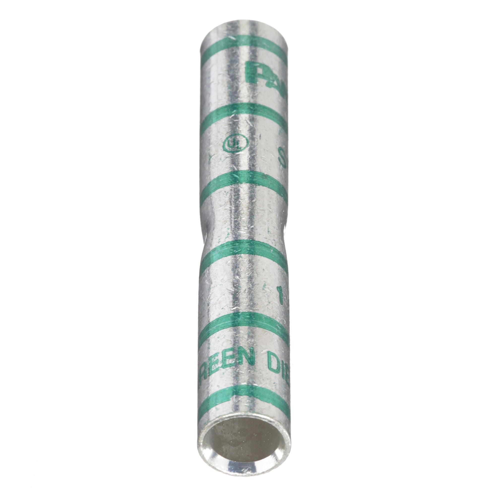 SCL1-E Pan-Lug Compression Butt Splice, 1 AWG Conductor, 2.87 in L, Beveled/Long Seamless/Standard Barrel, Copper, Green