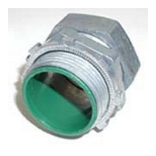 254-DCI2 Bridgeport Concrete-Tight Insulated Throat Compression Connector, 1-1/2 in Trade, 1 to 2 in Cable Openings, For Use With 1/2 to 2 in Steel/Aluminum EMT Conduit, Die Cast Zinc, Ball Burnished/Mirror Smooth