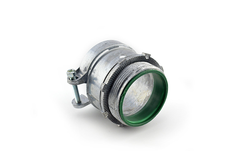 416-DCI2 Bridgeport Insulated Throat Squeeze Conduit Connector, 2 in Trade, For Use With Flexible Metal Conduit, Die-Cast Zinc, Ball Burnished/Mirror Smooth