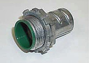 519-DCI2 Bridgeport Insulated Throat Conduit Connector, 3/8 in Trade, For Use With Flexible Metal Conduit, Die-Cast Zinc, Ball Burnished/Mirror Smooth