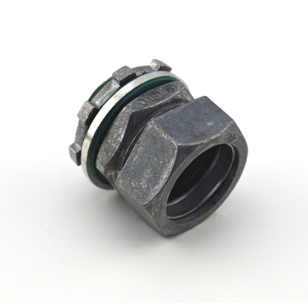 251-RTI2 Bridgeport Raintight Insulated Throat Patented Compression Connector, 3/4 in Trade, For Use With EMT Conduit, Die-Cast Zinc, Ball Burnished/Mirror Smooth
