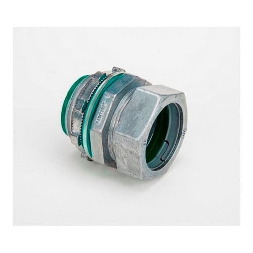 252-RTI2 Bridgeport Raintight Insulated Throat Compression Connector, 1 in Trade, For Use With EMT Conduit, Die-Cast Zinc, Ball Burnished/Mirror Smooth