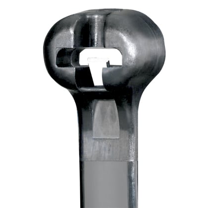 BT2I-M30 Dome-Top Barb Ty BT Series Heat Stabilized Intermediate Cross Section Cable Tie, 8 in L x 0.141 in W x 0.041 in THK, Nylon 6.6, Black