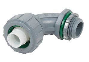 475-NMLT Bridgeport Liquid Tight Conduit Connector, 2 in Trade, 90 deg, Nylon, Plain