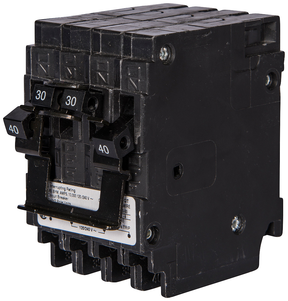Q24040CT2 Quadplex Type QT Low Voltage Miniature Quadplex Molded Case Circuit Breaker, 120/240 V AC, 40 A, 10 kA Interrupt, 2 Poles, Thermal Magnetic Trip