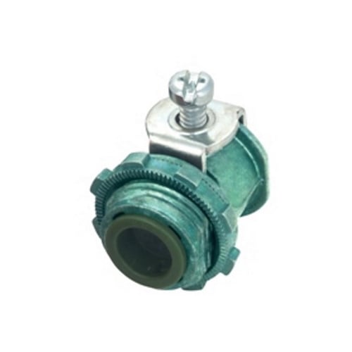 570-GI Bridgeport Low Profile HCF Cable Connector, 3/8 in Trade, 1 Conductors, 0.38 to 0.61 in Cable Openings, Die-Cast Zinc, Green