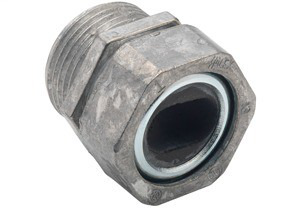 Compression type connector which provides watertight seal around service entrance cable.