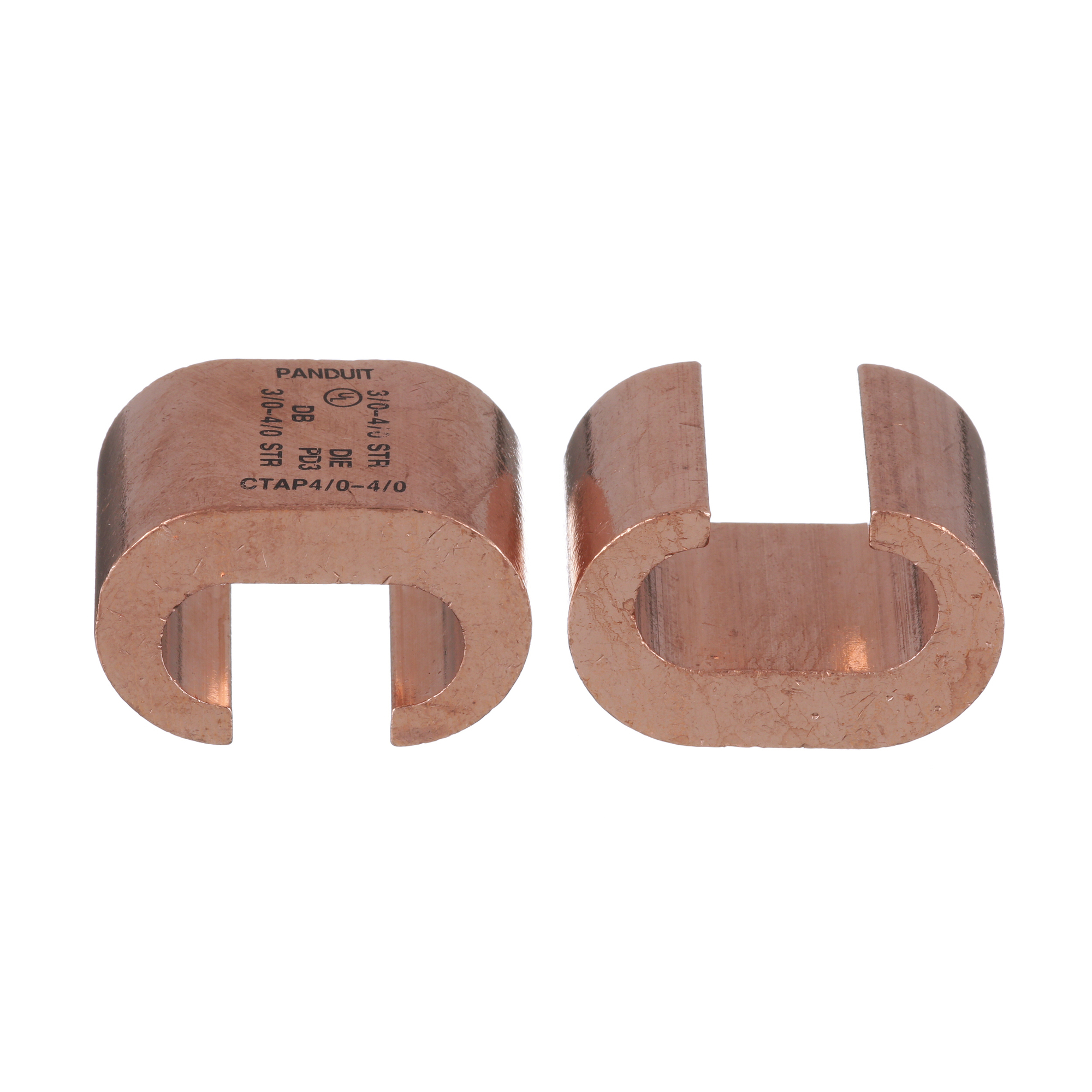 CTAP4/0-4/0-X StructuredGround Heavy Duty Standard C-Tap Compression Connector, C Shape, 4/0 to 3/0 AWG Main/Run, 8 to 4/0 AWG Tap, Copper