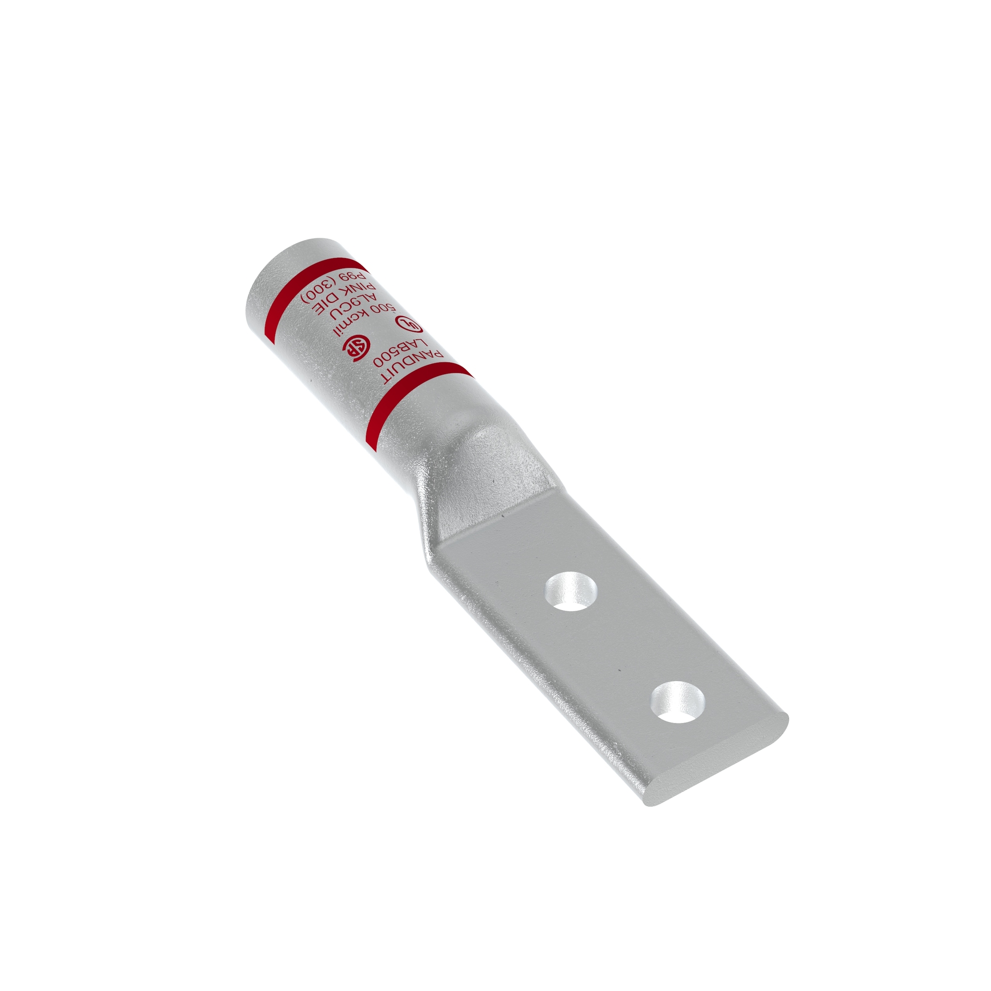 LAB3/0-12-5 Pan-Lug 2-Hole Dual Rated Compression Connector Lug, 3/0 AWG Stranded Aluminum/Copper Conductor, Die Code: P60, 42.767 in Stud, Aluminum