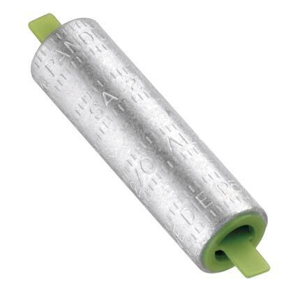 SA400-2 Pan-Lug Compression Butt Splice, 400 kcmil Conductor, 3-3/4 in L, Seamless Barrel, Aluminum, Green