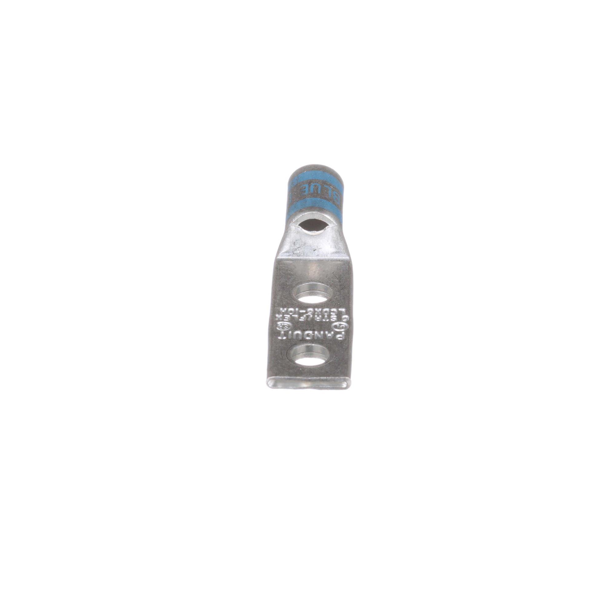 LCDX6-10A-L Pan-Lug 2-Hole Compression Connector Lug, 6 AWG Extra-Flexible/Flexible/Stranded Copper Conductor, Die Code: P24, 0.19 in Stud, Tin Plated Copper
