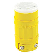 15W49 1-Phase Cable Mount Grounding Watertight Straight Blade Connector, 250 V AC, 15 A, 2 Poles, 3 Wires, Yellow