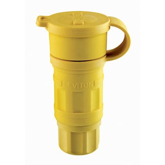 15W48 1-Phase Cable Mount Grounding Watertight Straight Blade Connector, 250 V AC, 20 A, 2 Poles, 3 Wires, Yellow