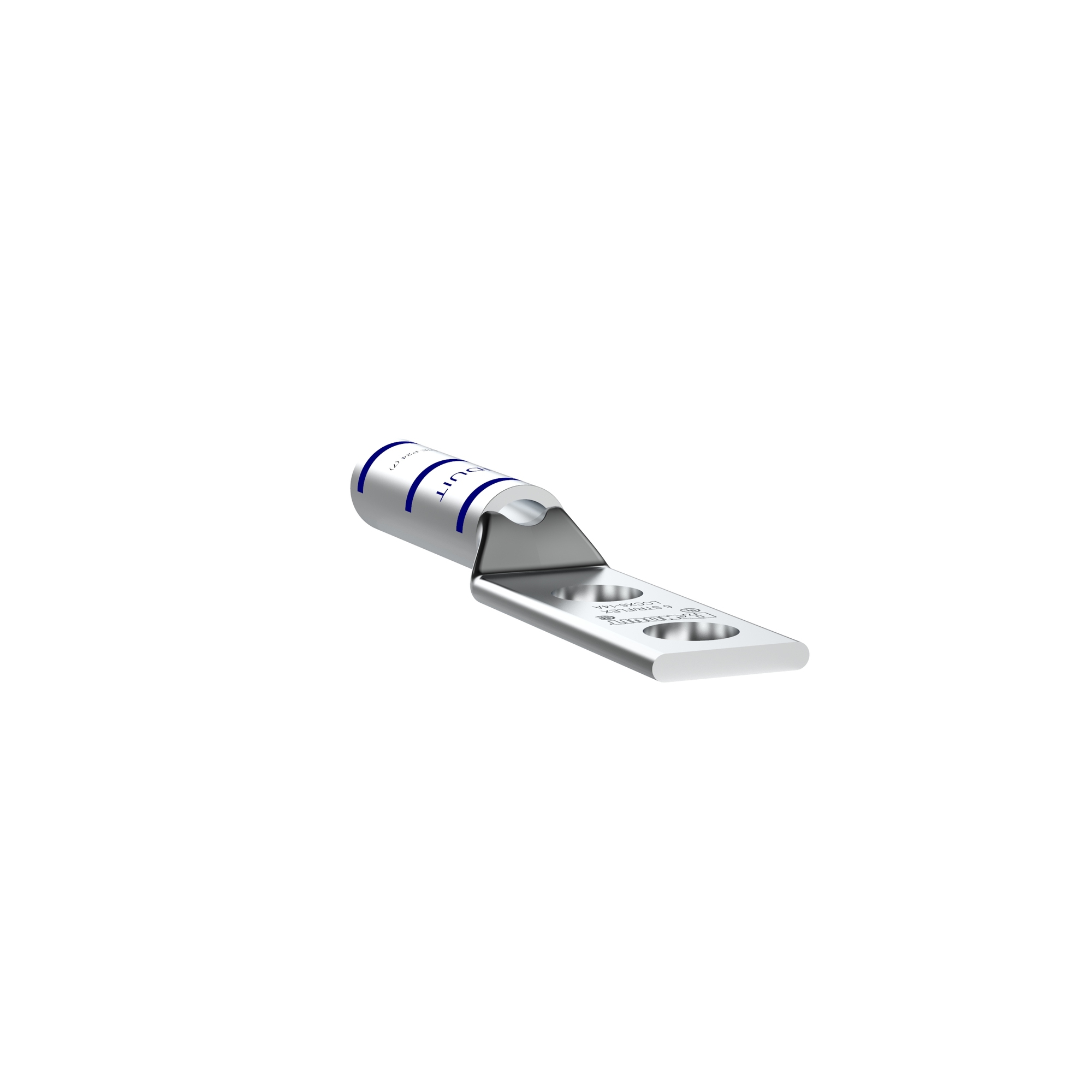 LCCX6-14A-L Pan-Lug 2-Hole Compression Lug Connector With Inspection Window, 6 AWG Extra-Flexible/Flexible/Stranded Copper Conductor, Die Code: P24, 1/4 in Stud, Copper