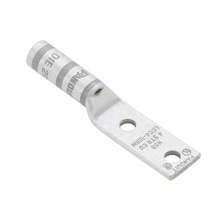 LCCX2-14B-E Pan-Lug 2-Hole Compression Connector Lug, 2 AWG Flexible Copper Conductor, Die Code: P33, 42.826 in Stud, Tin Plated Copper