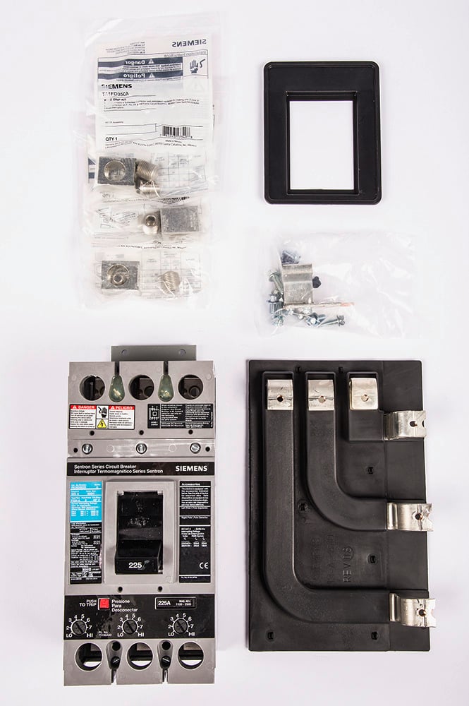 MBKFD3225 Sentron Main Breaker Mounting Kit With Breaker, For Use With FXD6 Breaker in P1 Original Panelboard and FD Frame, 225 A, 3-Pole, 65 kA at 240 V AC, 35 kA at 480 V AC Interrupt Rating, Composite