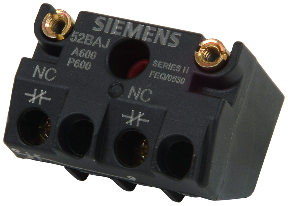 52BAJ Heavy Duty Contact Block, 1NC Contact, 10/5 A at 600 V AC/DC Contact, For Use With 30 mm Pushbutton, Silver Contact