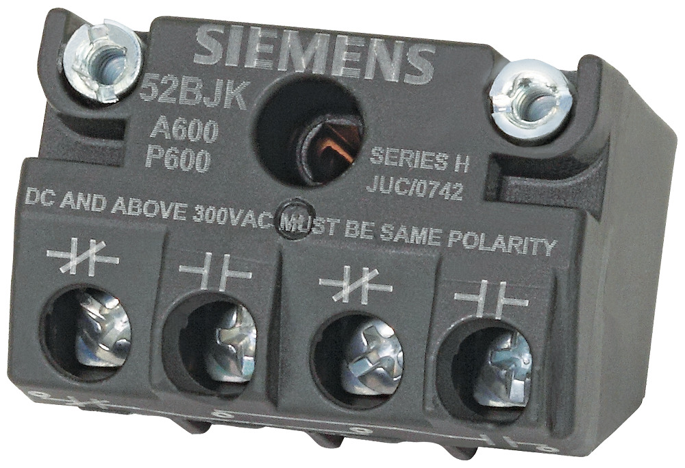 52BJK Heavy Duty Contact Block, 1NC Contact, 10/5 A at 600 V AC/DC Contact, For Use With 30 mm Pushbutton