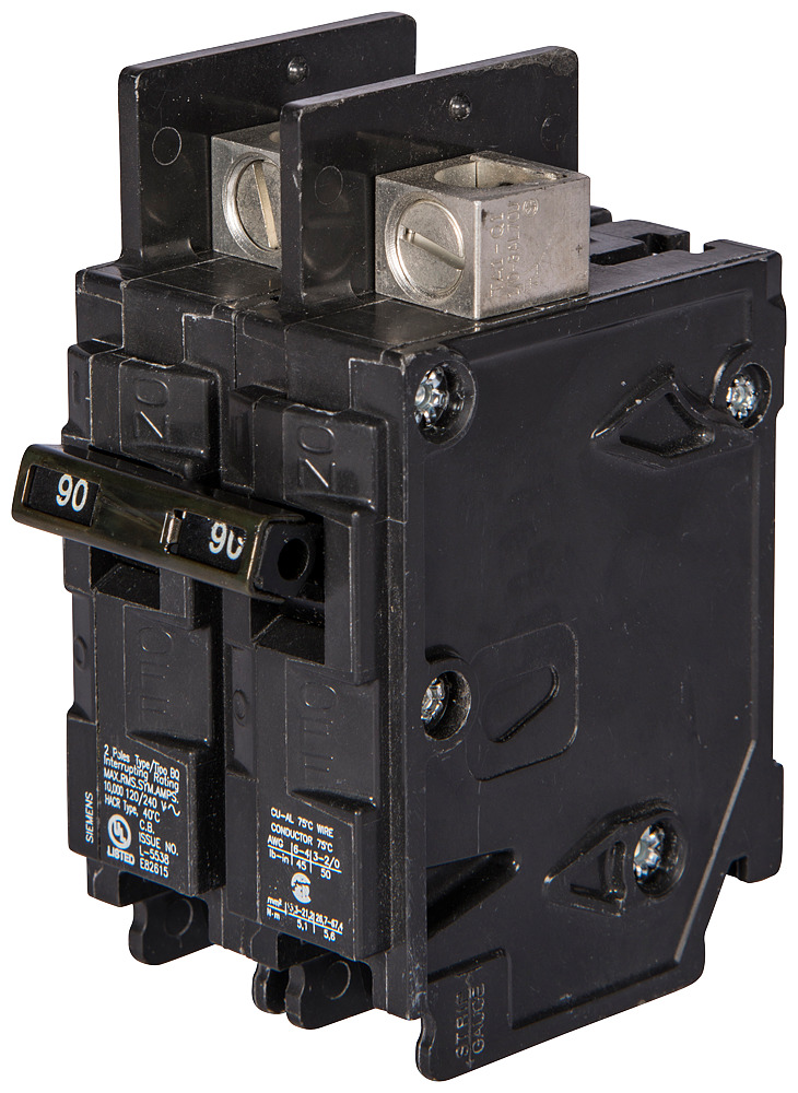 BQ2B050 Type BQ Molded Case Circuit Breaker, 120/240 V AC, 50 A, 10 kA Interrupt, 2 Poles, Thermal Magnetic Trip