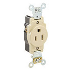 15 Amp, 125 Volt, Industrial Heavy Duty Grade, Single Receptacle, Straight Blade, Self Grounding, White