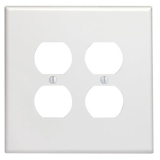88116 Oversized Wall Plate, 2 Gangs, 5.31 in W x 5.25 in H, Thermoset, White