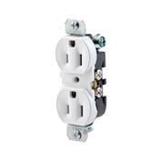 5320-4W Duplex Grounding Straight Blade Receptacle, 125 V AC, 15 A, 2 Poles, 3 Wires, White