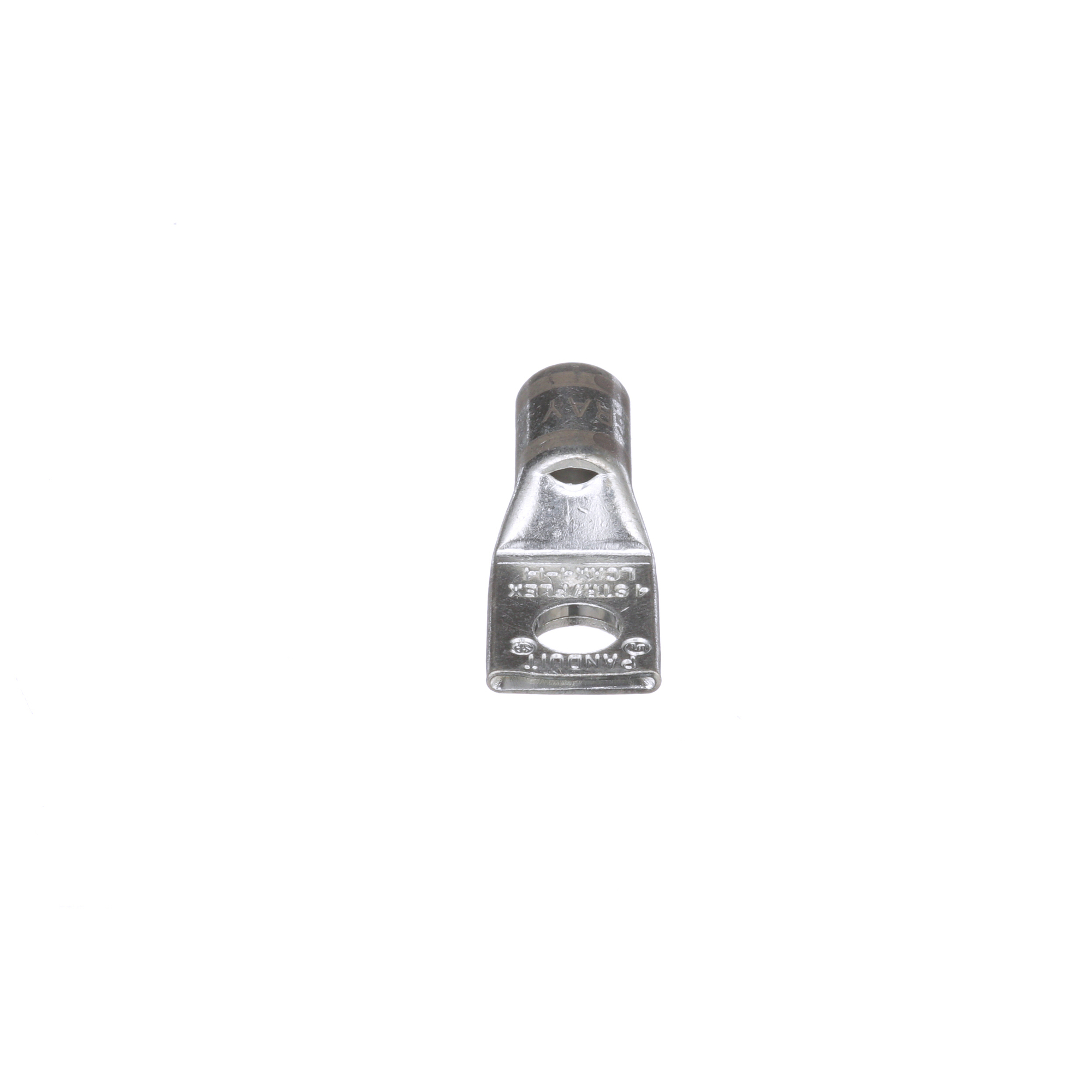 LCAX4-14-L Pan-Lug 1-Hole Compression Lug Connector With Inspection Window, 3 AWG, 4 AWG, 5 AWG Flexible Copper Conductor, Die Code: P29, 1/4 in Stud, Tin Plated Copper