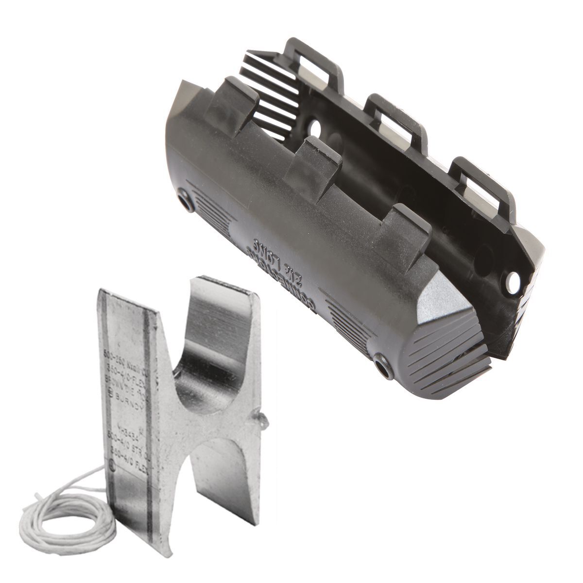 YH3429WC Type YH Compression Tap Connector With Black Flame Retardant Cover, Figure H Shape, 3 Taps, 4/0 AWG to 500 kcmil Main/Run, 1/0 AWG to 250 kcmil Tap, Copper