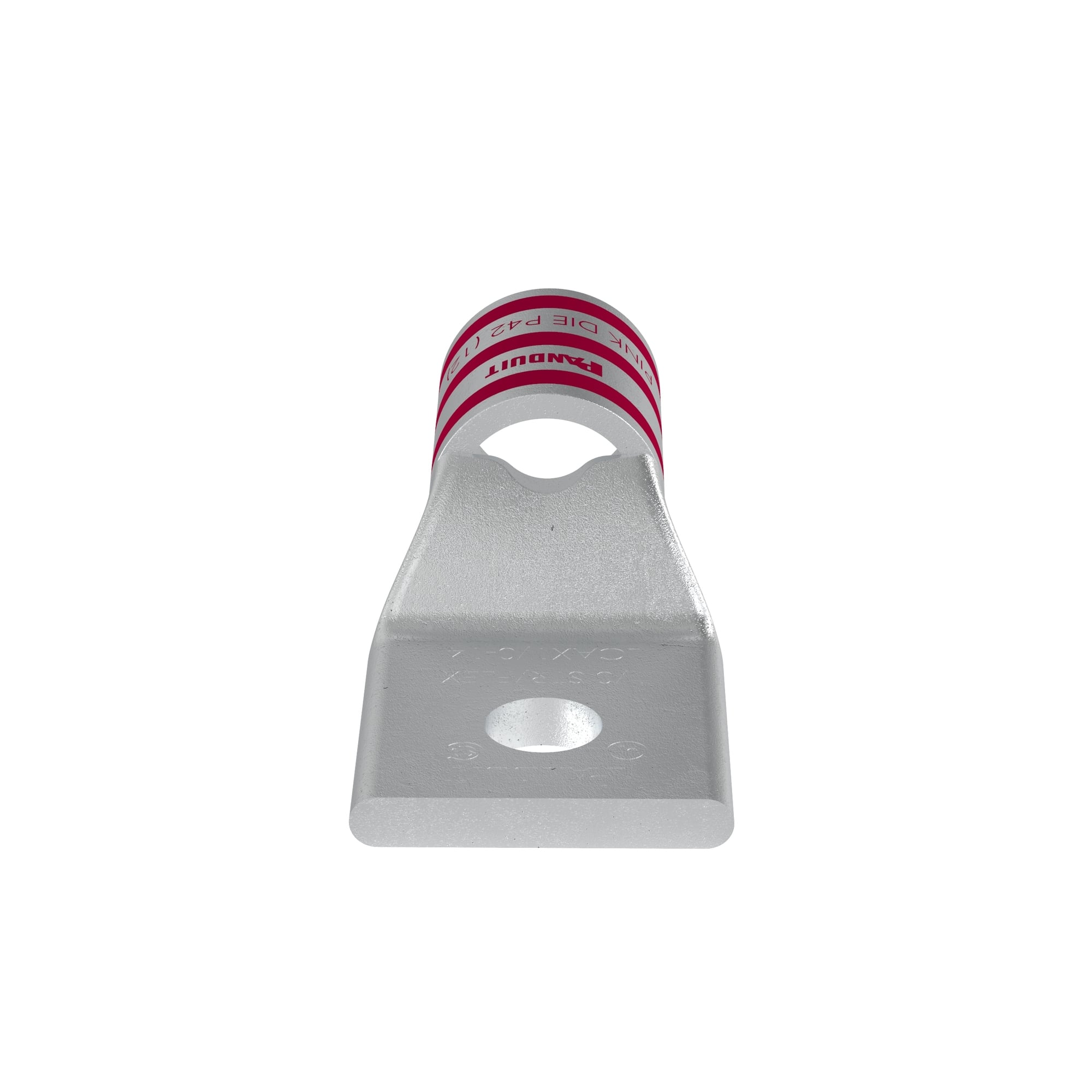LCAX1/0-14-X Pan-Lug 1-Hole Compression Lug Connector With Inspection Window, 1/0 AWG Flexible Copper Conductor, Die Code: P42, 1/4 in Stud, Tin Plated Copper