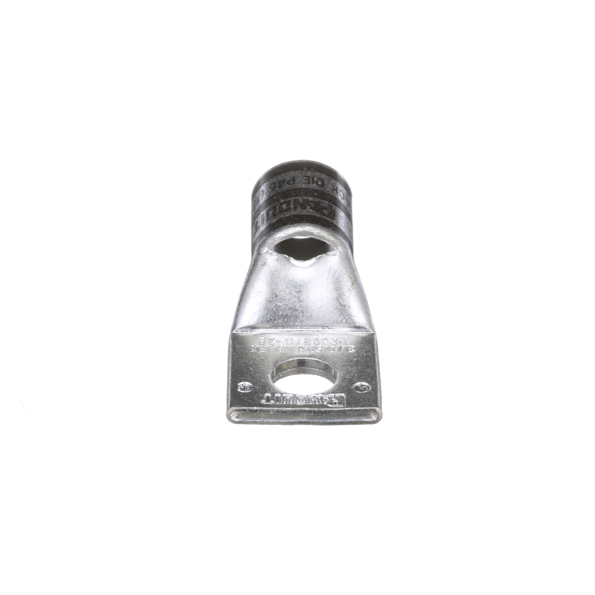LCAX2/0-38-X Pan-Lug 1-Hole Compression Connector Lug With Inspection Window, 2/0 AWG Flexible Copper Conductor, Die Code: P45, 3/8 in Stud, Tin Plated Copper