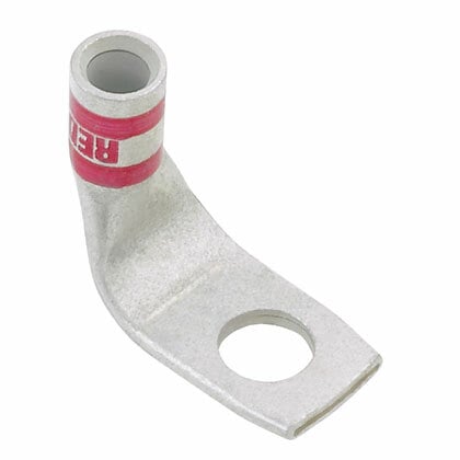 LCAX2/0-12F-X Pan-Lug 1-Hole Compression Connector Lug, 2/0 AWG Flexible Copper Conductor, Die Code: P45, 42.767 in Stud, Tin Plated Copper