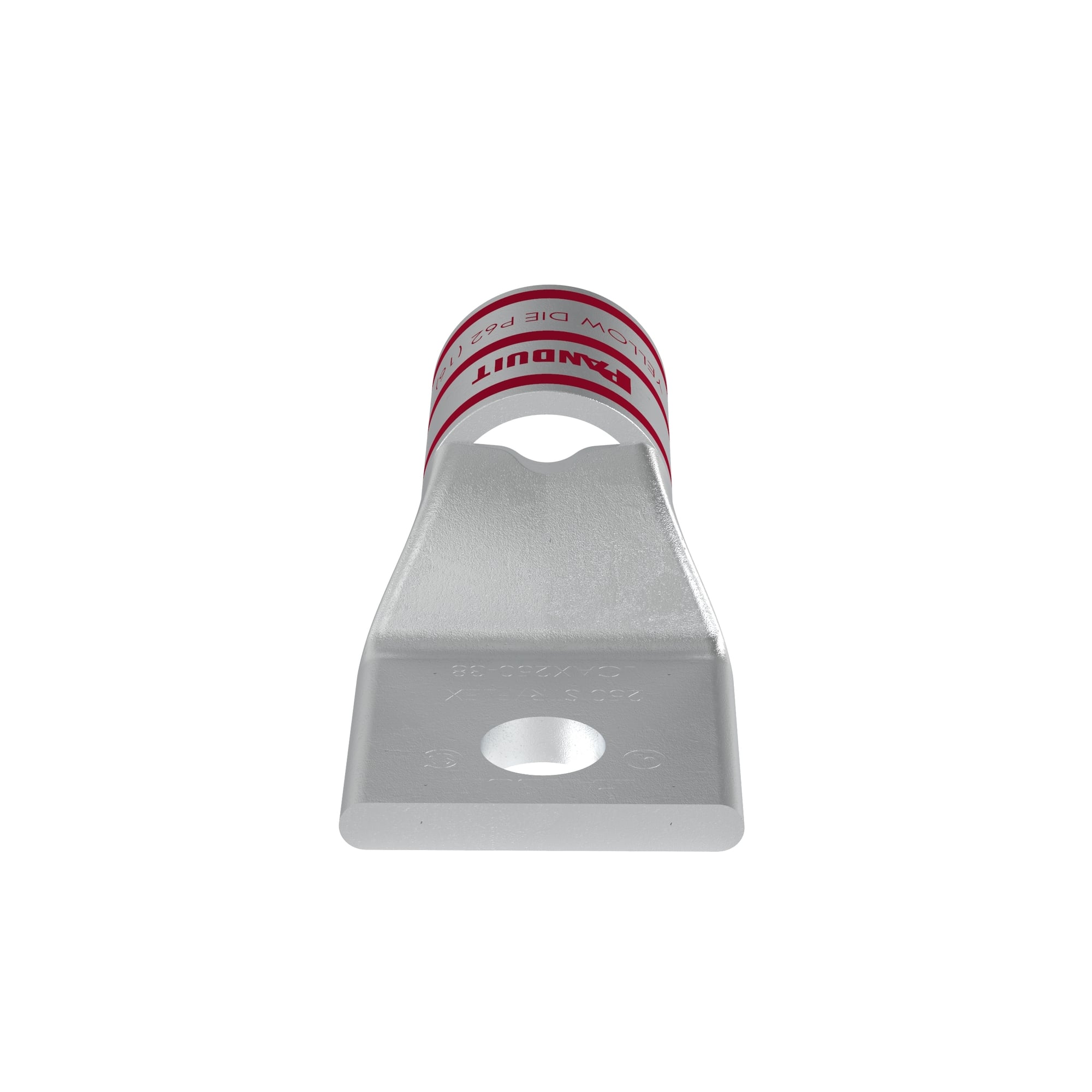 LCAX250-38-X Pan-Lug 1-Hole Compression Lug Connector With Inspection Window, 250 kcmil, 262.6 kcmil Flexible Copper Conductor, Die Code: P62, 3/8 in Stud, Tin Plated Copper