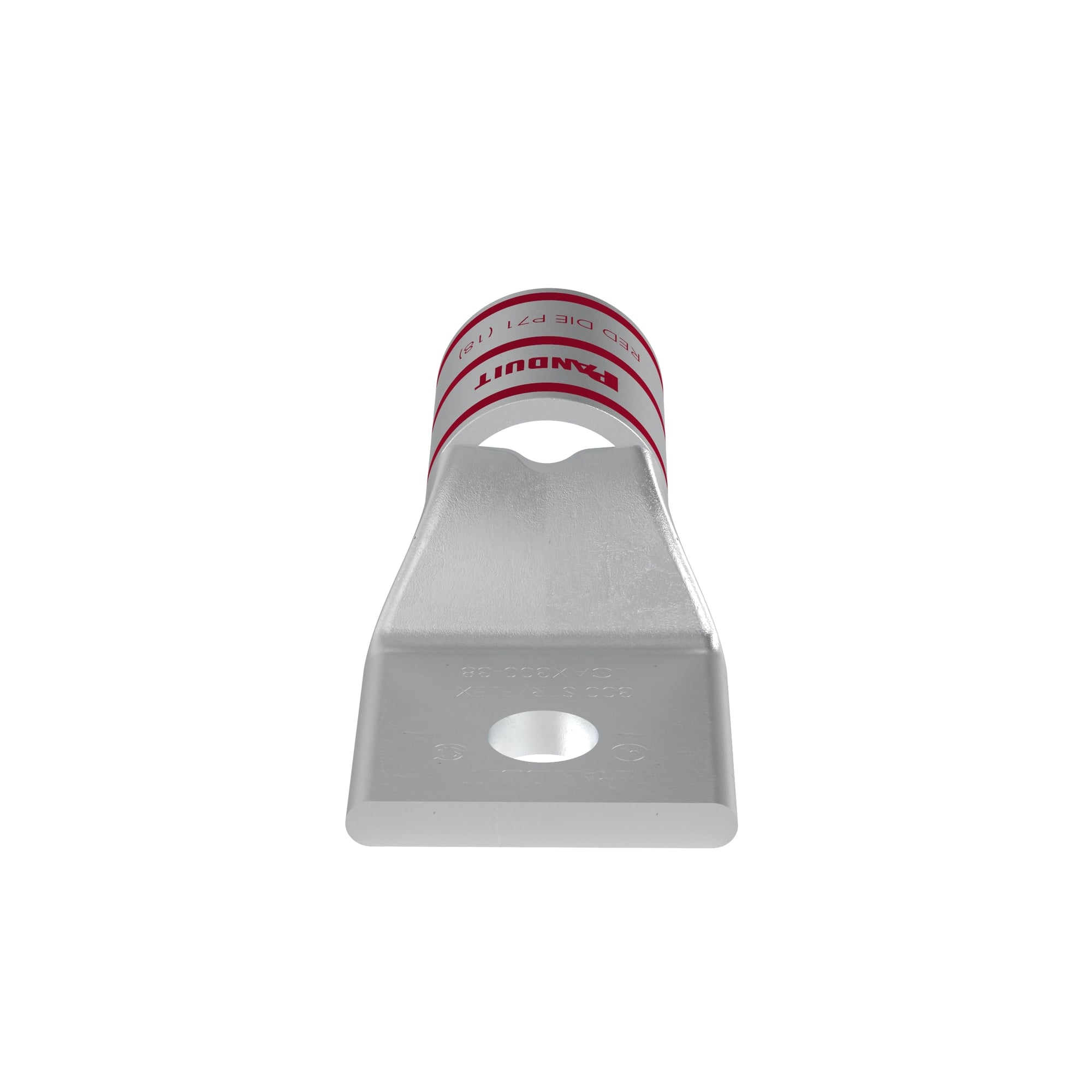 LCAX300-38-6 Pan-Lug 1-Hole Compression Lug Connector With Inspection Window, 300 kcmil, 313.1 kcmil Flexible Copper Conductor, Die Code: P71, 3/8 in Stud, Tin Plated Copper
