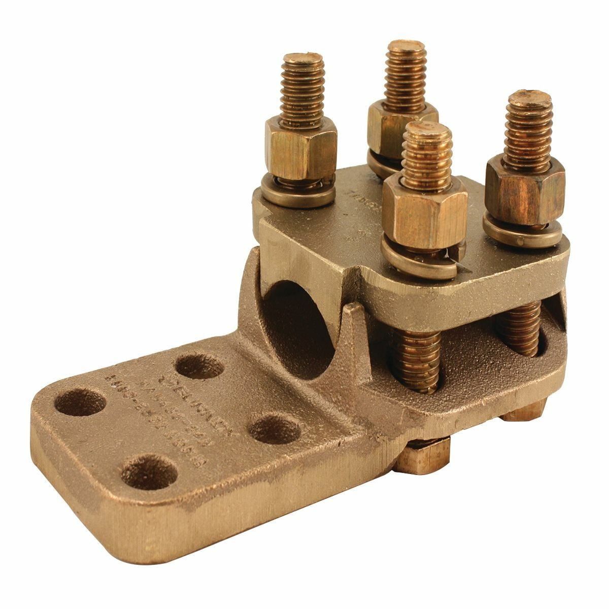 NAH442N Type NAH Bolted Cable to Flat Connector, 1-3/4 in Stud, 4/0 AWG to 1000 kcmil, 4/0 AWG to 750 kcmil, 750 to 1000 kcmil Stranded Copper Conductor, 480 in-lb Torque, Terminal Connector, Copper Alloy