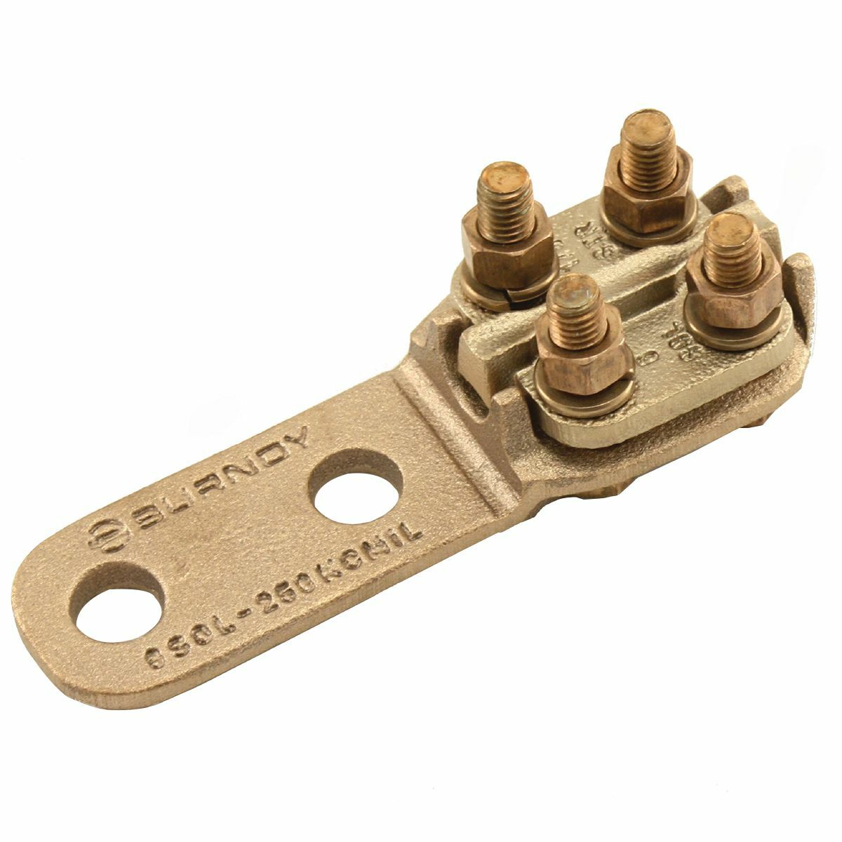 NAS342N Type NAS Bolted Terminal Connector, 3/8 in Stud, 1/0 AWG to 500 kcmil, 2 Holes, Copper