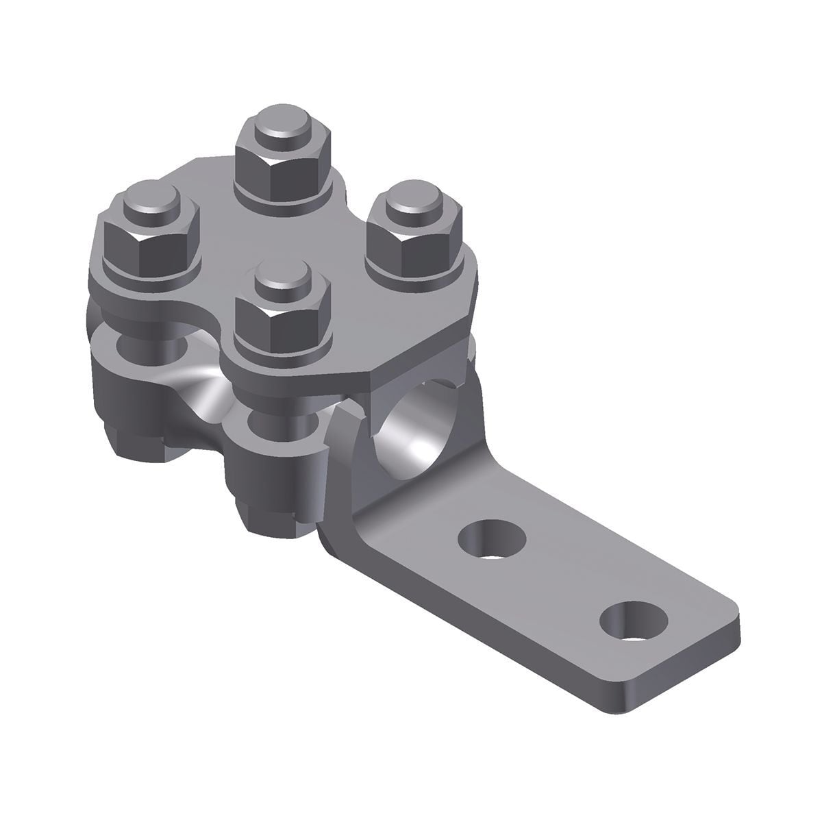 BURNDY PENETROX NAR29A2N Type NAR-A Bolted Terminal Connector, 1/2 in Stud, 1/0 AWG to 250 kcmil, 1/0 to 4/0 AWG, 300 in-lb Torque, 2 Holes, Aluminum