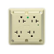 8490-W 4-in-1 Extra Heavy Duty Grounding Quadruplex Surge Protective Straight Blade Receptacle, 125 V AC, 20 A, 2 Poles, 3 Wires, White