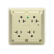 8490-I 4-in-1 Extra Heavy Duty Grounding Quadruplex Surge Protective Straight Blade Receptacle, 125 V AC, 20 A, 2 Poles, 3 Wires, Ivory