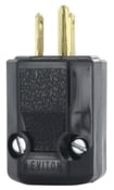 5266-N Cable Mount Grounding Straight Blade Plug, 125 VAC, 15 A, 2 Poles, 3 Wires, Black