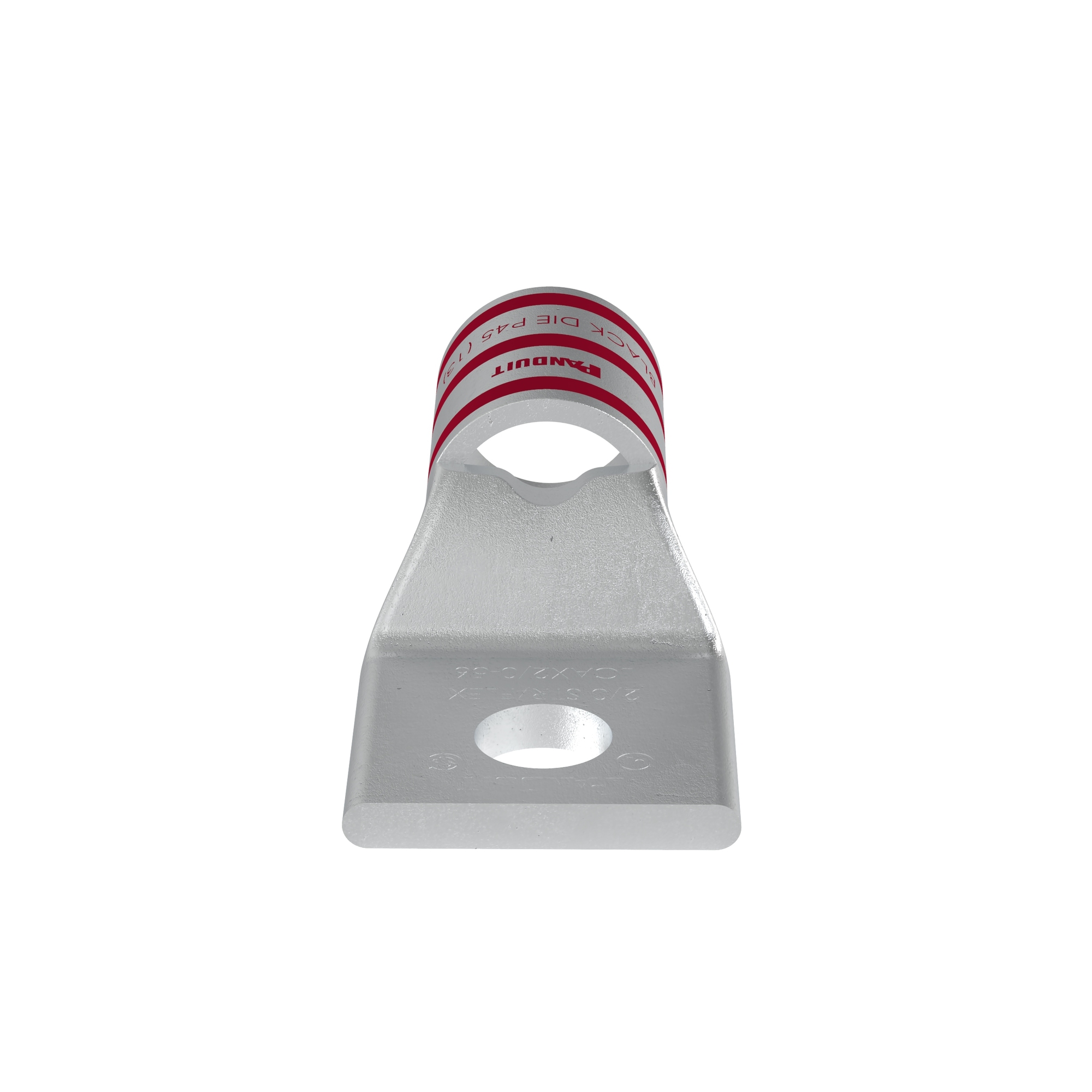 LCAX2-56-E Pan-Lug 1-Hole Compression Lug Connector With Inspection Window, 2 AWG Flexible Copper Conductor, Die Code: P33, 5/16 in Stud, Tin Plated Copper