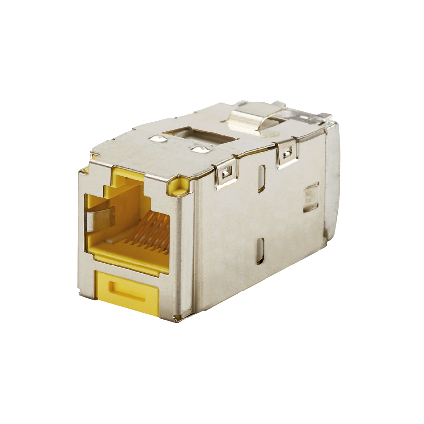 CJS688TGYLY PanNet TX6 Plus 1-Slot 8-Position 8-Wire Universal Shielded Jack Module, Cat 6 RJ45/Mini-Com Module, 1 Port, ABS/Plastic/Tin Plated Over Phosphorous Bronze, Yellow