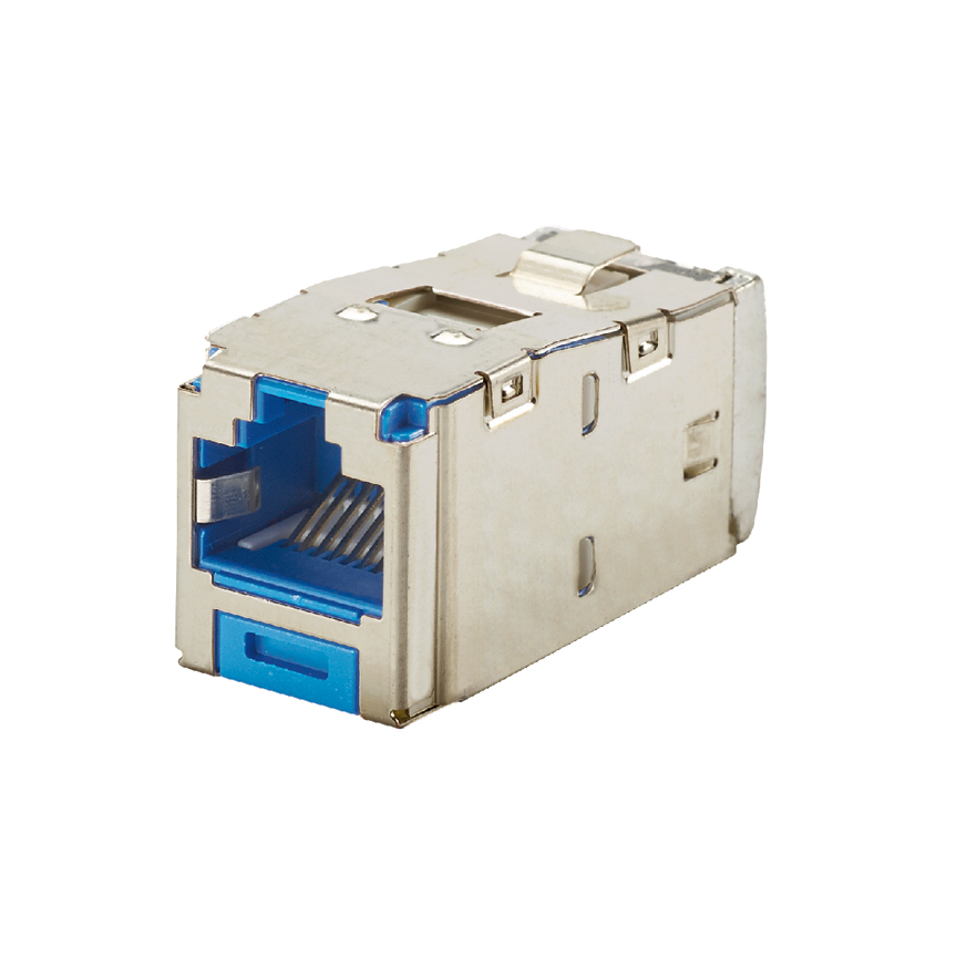 CJS688TGBUY PanNet TX6 Plus 1-Slot 8-Position 8-Wire Shielded TG Style Jack Module, Cat 6 RJ45/Mini-Com Module, Surface Mount, 1 Port, ABS/Plastic/Tin Plated Over Phosphorous Bronze, Blue
