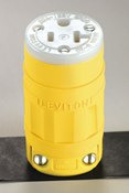1533 Cable Mount Grounding Severe Duty Straight Blade Connector, 125 V AC, 20 A, 2 Poles, 3 Wires, Yellow