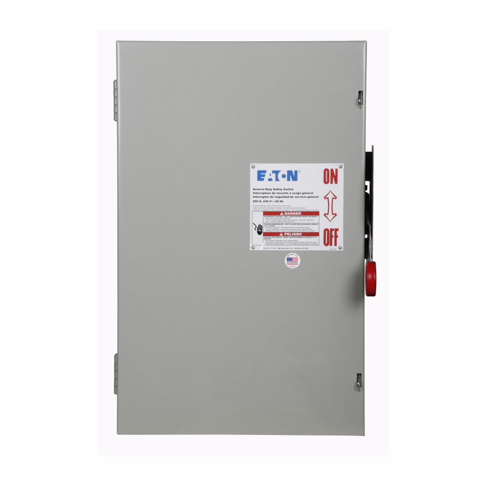 DG224NGK DG Series Cartridge Fusible General Duty Safety Switch, 240 V AC, 200 A, 15 to 25 hp, 50 hp, 2 Poles