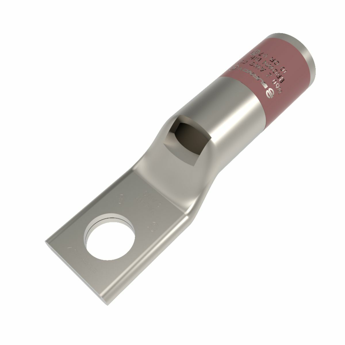 YA2CLNT14 YA-L-NT 1-Hole Compression Lug With Inspection Window, 2 AWG Flexible/Stranded Copper Conductor, Die Code: 10, 1/4 in Stud, Copper