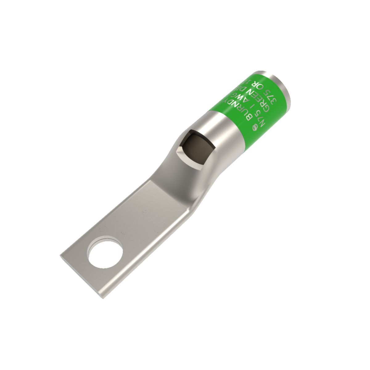YA1CLNT14 YA-L-NT 1-Hole Compression Lug With Inspection Window, 1 AWG Flexible/Stranded Copper Conductor, Die Code: 11, 1/4 in Stud, Copper