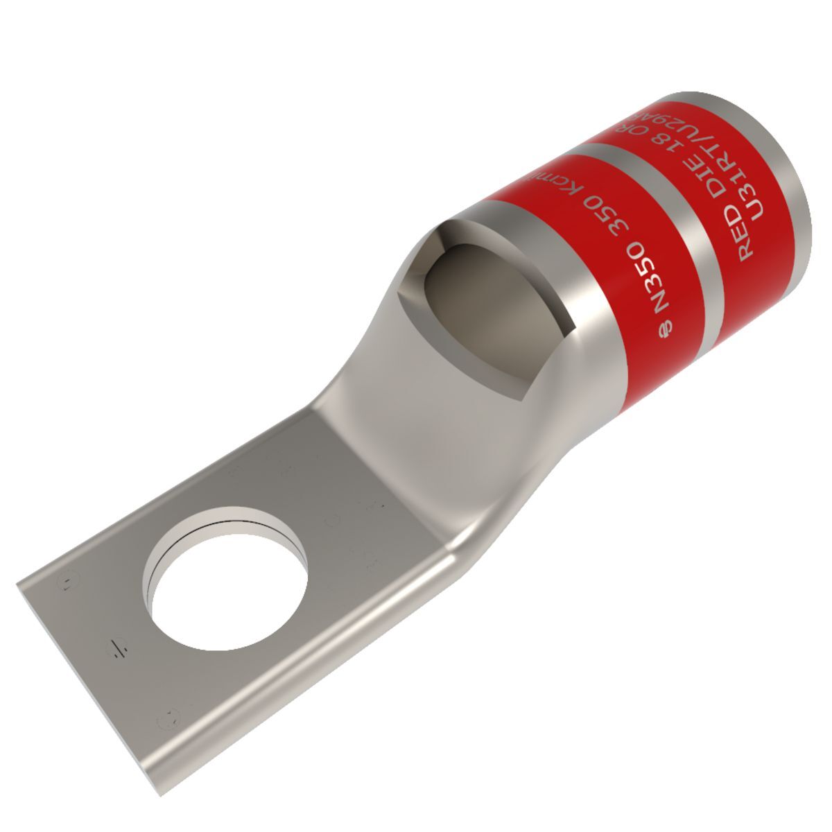 YA31LNT38 YA-L-NT 1-Hole Compression Lug With Inspection Window, 350 kcmil Stranded Copper Conductor, Die Code: 18, 3/8 in Stud, Copper
