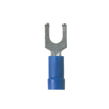 PV14-10FF-C Pan-Term Loose Piece Fork Terminal, #14 Conductor, 0.94 in L, Brazed Seam/Funnel Entry Barrel, Copper, Blue