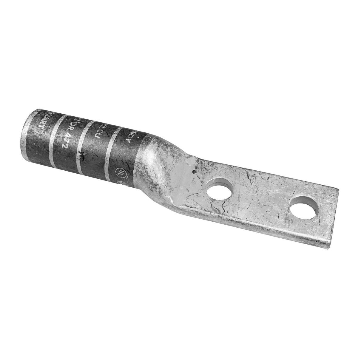 YA1C2TC38 YA-2TC 2-Hole Compression Lug, 1 AWG Solid/Stranded Copper Conductor, Die Code: 11, 3/8 in Stud, Tin Plated Copper