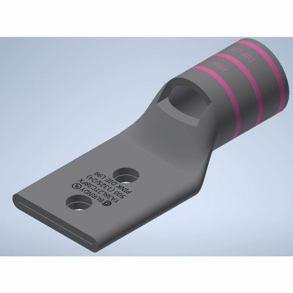 YA38L2TC38FX YA-L-2TC-FX 2-Hole Compression Lug With Inspection Window, 535.3 kcmil Flexible Copper Conductor, Die Code: L99, 3/8 in Stud, Copper